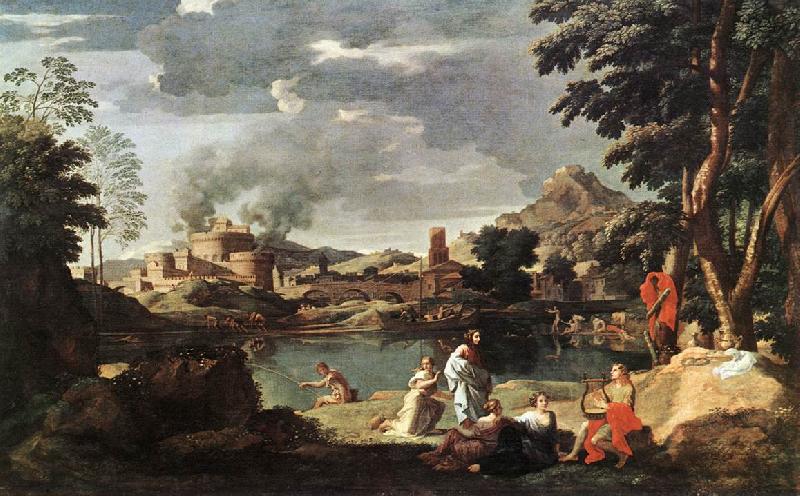 POUSSIN, Nicolas Landscape with Orpheus and Euridice sg oil painting image